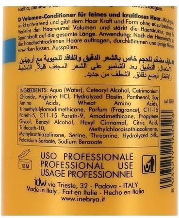 Nutritional values and ingredients Inebrya Pro-Volume Conditioner 1000 Ml (1000 ml)