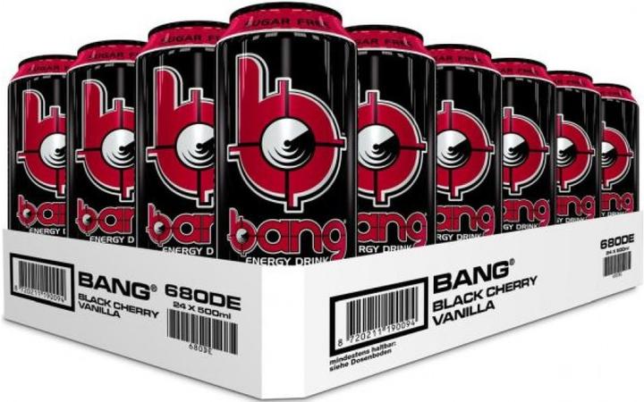 Actual product image Bang Energy Drink (24 x 500ml) (Vanilla, Cherry, Mango, Peach, 24 x)