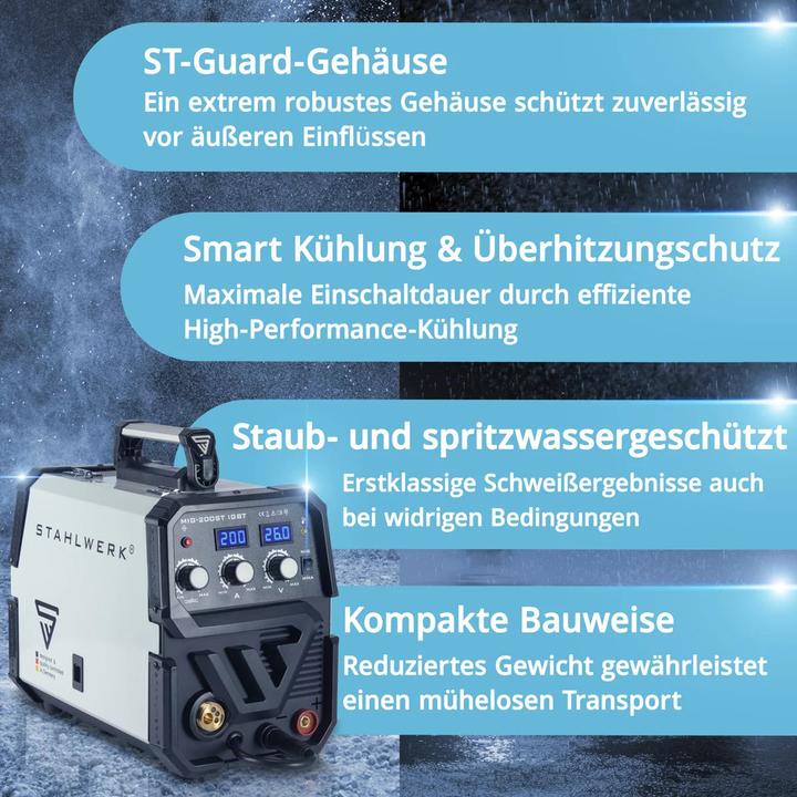 Produktbild Stahlwerk Schweissgerät MIG MAG 200 ST IGBT Schutzgas mit 200 Ampere MMA E-Hand
