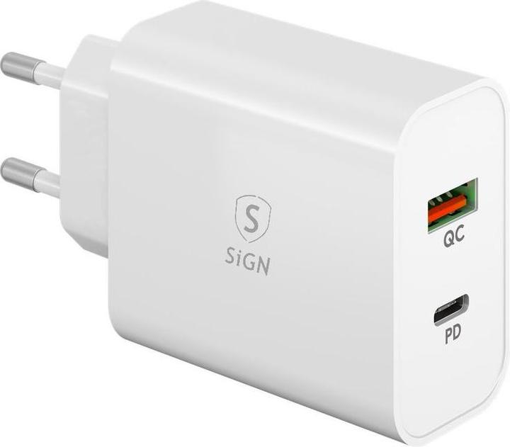 Image du produit SIGN GaN Fast Charger USB-A & USB-C, for Smartphone & Laptop, 45W - Blanc (45 W)