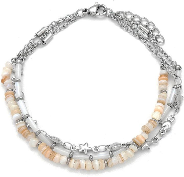 Leyda Armband Perlmutt Edelstahl (19.50 cm, Stein, Edelstahl)