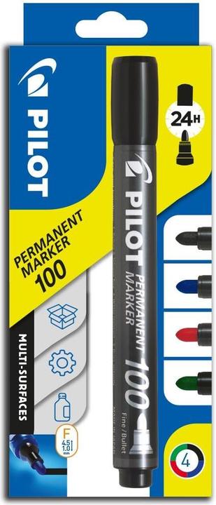 Produktbild Pilot Permanent-Marker 100 (Multicolor, 1 mm, 4 x)