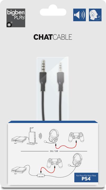 Actual product image Bigben PS4 Chat Cable for PS3 Turtle Beach Headsets