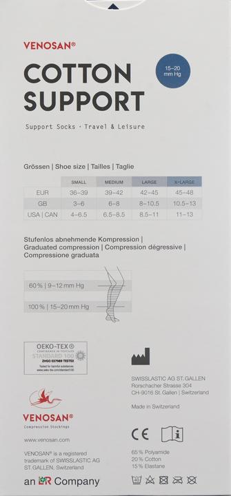 Produktbild Venosan COTTON SUPPORT Socks A-D XL black (XL)