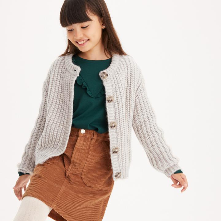 Actual product image La Redoute Collections Grobstrickjacke mit rundem Ausschnitt und Knopfleiste (102)