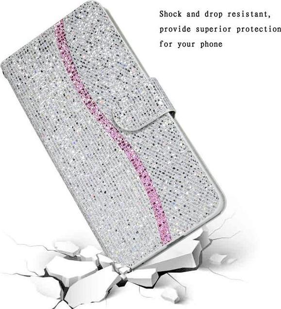 Immagine prodotto MU Style Copertina in pelle glitterata con strisce (Apple iPhone SE (terza generazione), Apple iPhone SE (seconda generazione), Apple iPhone 8, Apple iPhone 7)