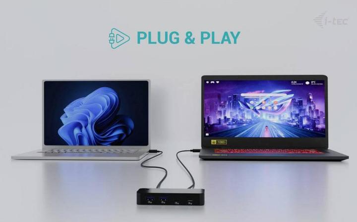 Actual product image i-tec Universal KVM HUB 2x USB-C 3.2 Gen.1 + 2x USB-A 3.2 Gen.1 1x USB-C power-in