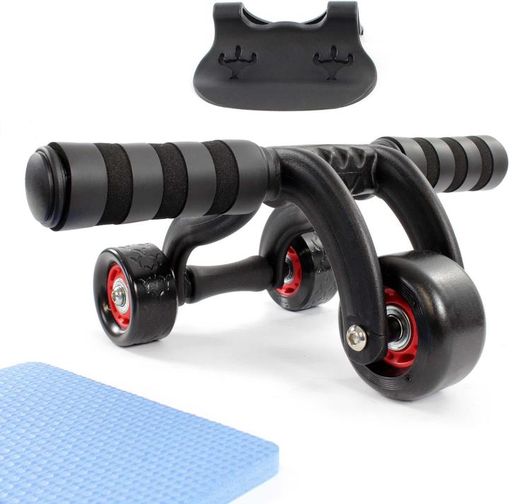 Luxtri Bauchroller Kniematte 3 Räder AB Roller Bauchmuskeltrainer Fitnessgerät