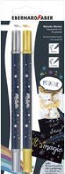 Image du produit Feutres de coloriage Metallic Marker Duo or/argent BK Carte de 2 blisters, 0,8mm et 1-10mm, assortis (0.80 mm, 2 x)