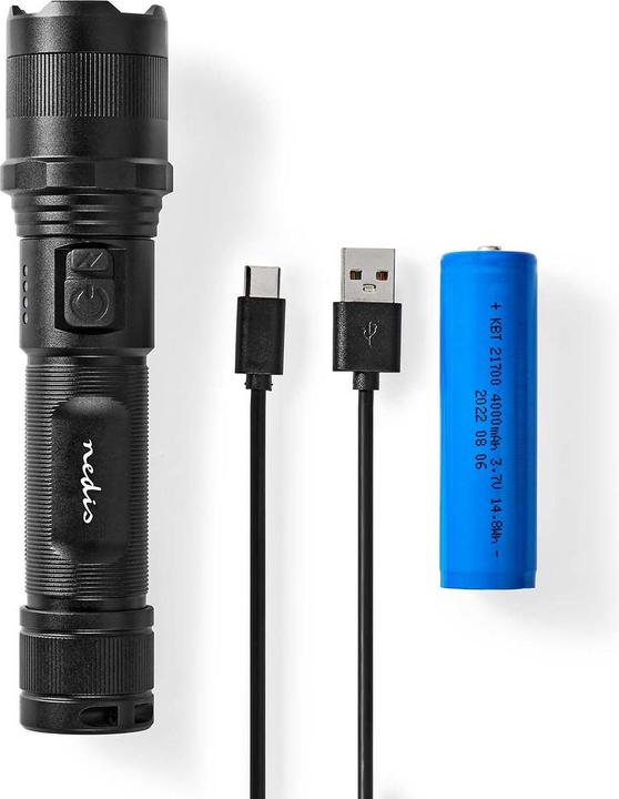 Produktbild Nedis LED-Taschenlampe, Vollmetallgehäuse, Akku, 3,7 V, 10 W (3.50 cm, 1000 lm)