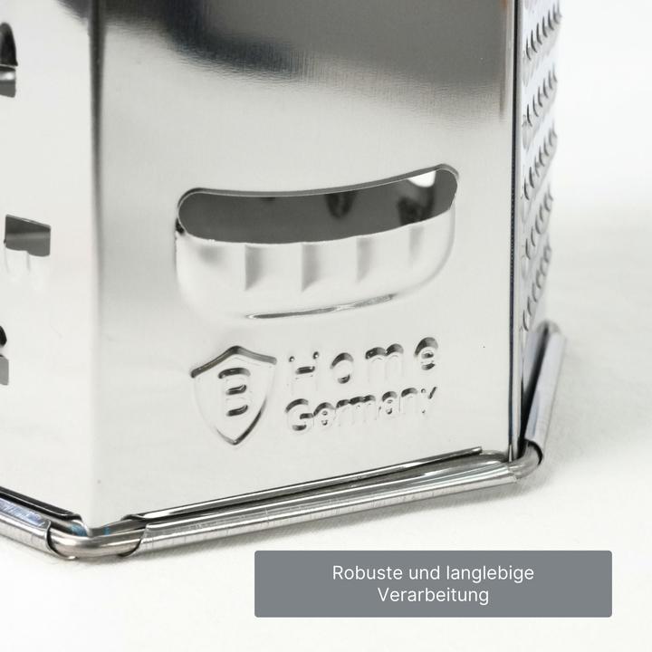 Produktbild B-Home Edelstahl-Küchenreibe Standreibe Sechskantreibe Gemüsereibe Handreibe