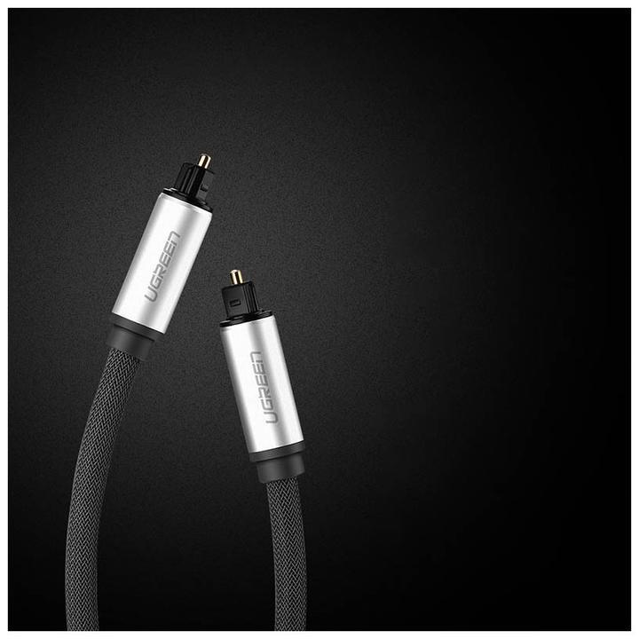 Actual product image Ugreen AV108 Toslink Audio optical cable, braided aluminium, 1.5m (grey) (1.50 m, TOSLINK)