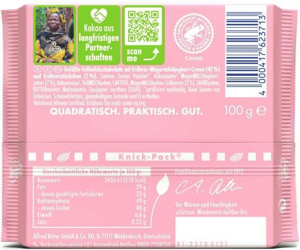 Actual product image Ritter Sport Strawberry yoghurt 100g (100 g)