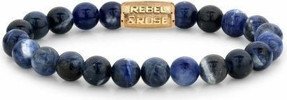 Rebel Rose - Midnight Blue Gold Beaded Bracelet RR-80094-G - Dimension: 17.5 cm - M (17.50 cm)