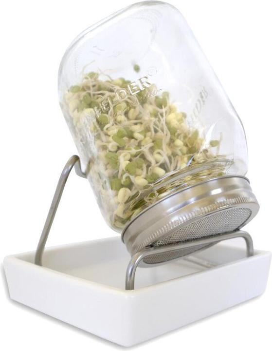 Eschenfelder Sprossenglas-Set mit 1 Glas 1000 ml (mit Edelstahlschraubring) Weiss