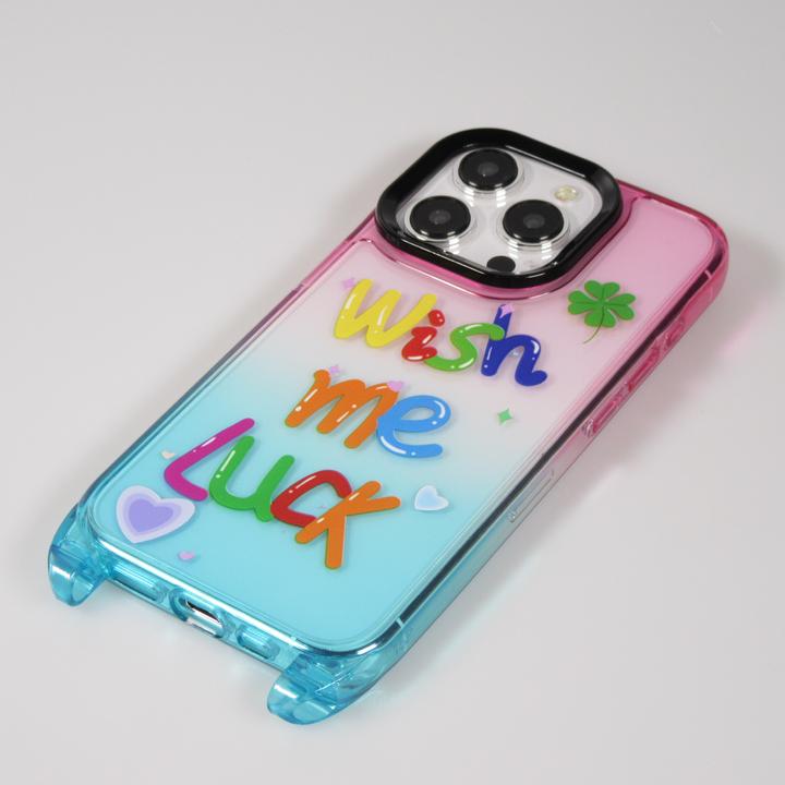 Image du produit PhoneLook Coque Gel transparent WISH ME LUCK avec crochet pour lanière (sans lanière) /bleu (Apple iPhone 15 Pro Max)