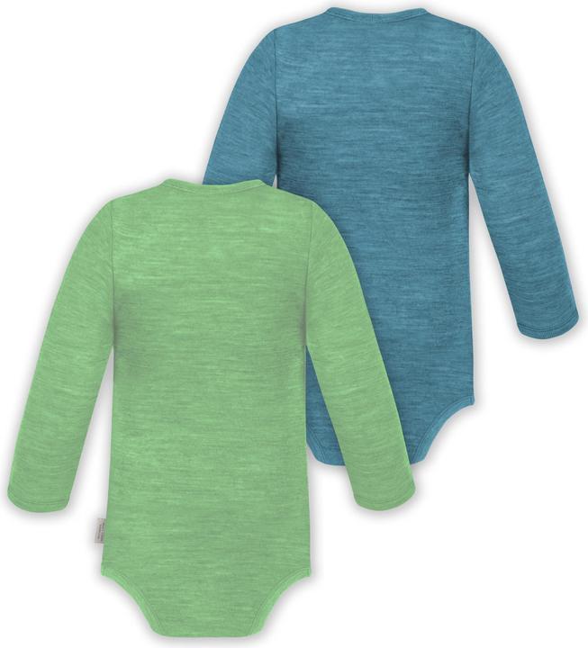 Produktbild Normani 2er Set Unisex Baby Wickelbody Langarm-Strampler Einteiler aus Merinowolle - 9351 (50)