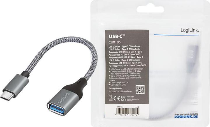 Produktbild LogiLink USB C – USB A (0.15 m, USB 3.2 Gen 1)