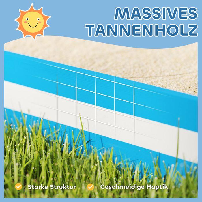 Actual product image Swisshandel24 Sandkasten 133 x 108 cm Sandkiste aus Holz Sandbox mit Sitzbank Blau
