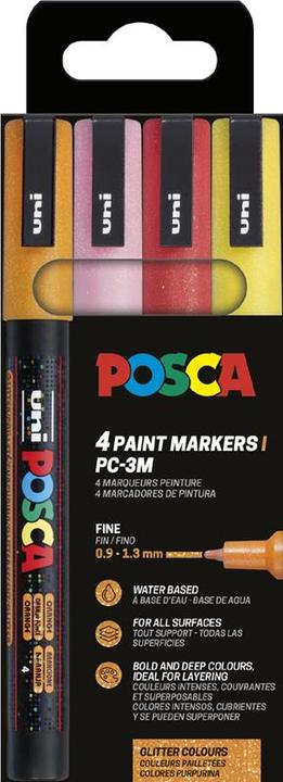 Actual product image Posca PC-3M brand set of 4 (Multicoloured, 1.30 mm, 4 x)