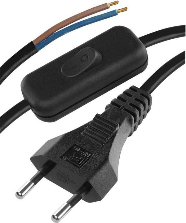 Produktbild Emos Netzkabel PVC 2x 0,75mm2, Schalter, 3m, schwarz (3 m)