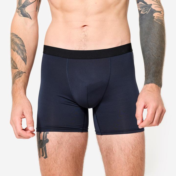 Produktbild Decathlon Boxershorts Herren Mikrofaser atmungsaktiv 3er-Pack - blau/rot (L)