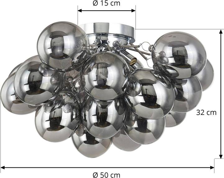 Produktbild Lucande Diborah Deckenleuchte, rauchig, Ø50cm (G9)