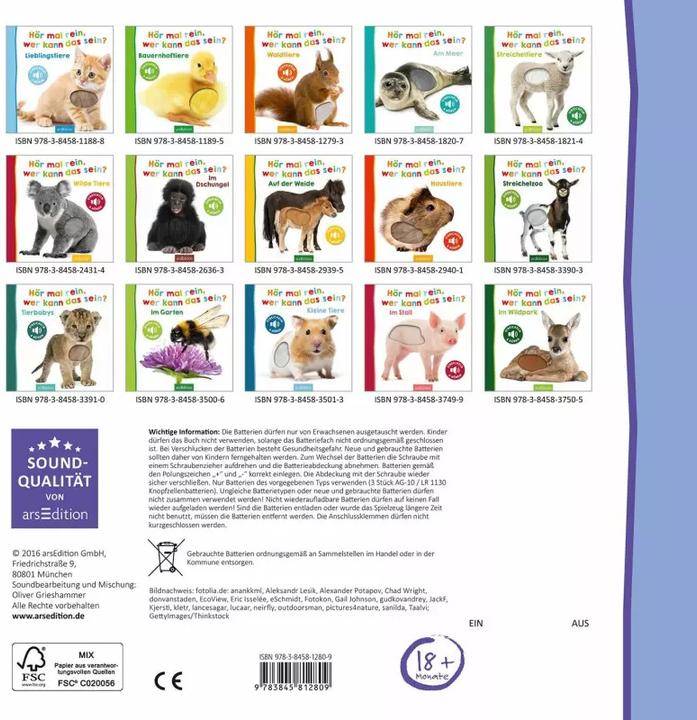 Image du produit Hör mal rein, wer kann das sein? - Zootiere (Allemand, 2016)