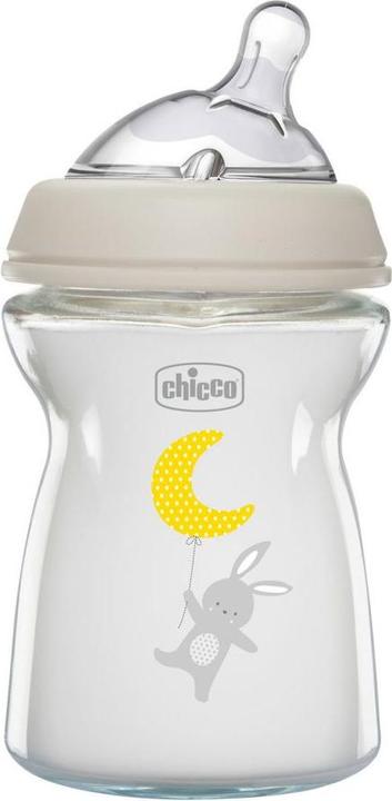 Produktbild Chicco Babyfläschchen NATURAL FEELING Glas Sauger Silikon langsamer Fluss UNI 0m+ (250 ml)
