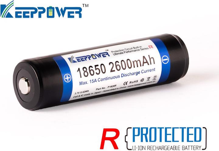 Produktbild Keeppower Akku R 18650 geschützt (Pluspol erhöht) (1 Stk., 18650, 2600 mAh)