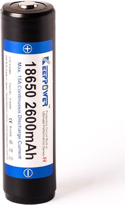 Produktbild Keeppower Akku R 18650 geschützt (Pluspol erhöht) (1 Stk., 18650, 2600 mAh)