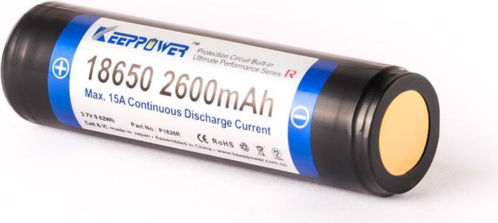 Produktbild Keeppower Akku R 18650 geschützt (Pluspol erhöht) (1 Stk., 18650, 2600 mAh)