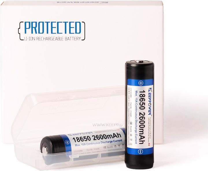 Produktbild Keeppower Akku R 18650 geschützt (Pluspol erhöht) (1 Stk., 18650, 2600 mAh)