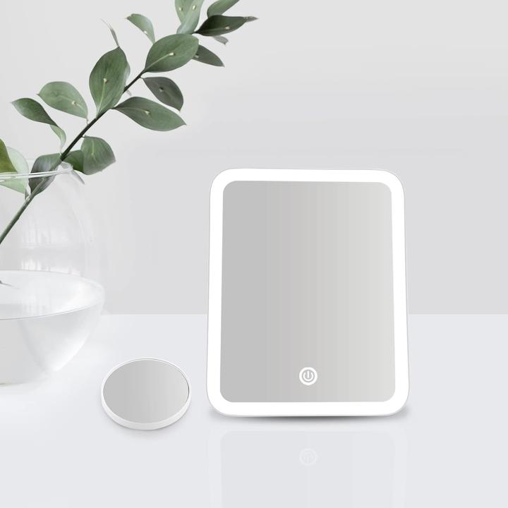 Produktbild Emke Kosmetikspiegel mit Beleuchtung, 1X+3X Vergrösserung, Kaltweiss(6000K), Batteriebetrieben