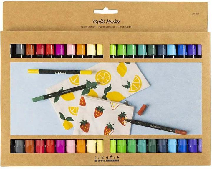 Produktbild Creativ Company Textilmarker Set Mehrfarbig (Mehrfarbig, 2.30 mm, 20 x)