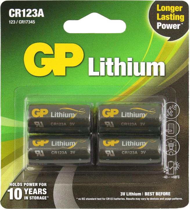 Actual product image GP Batteries Battery CR123A Lithium 4 pieces (4 pcs., CR123A, 1400 mAh)