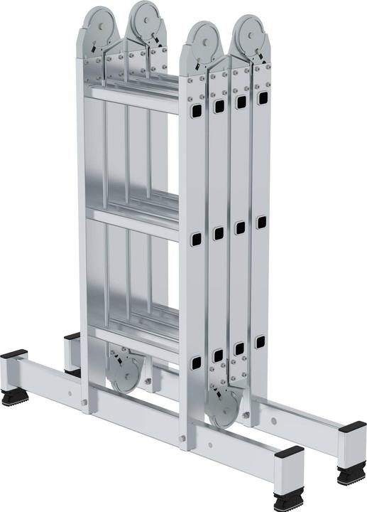 Produktbild Munk Vielzweckleiter 4-teilig mit nivello-Traverse und Holzbelag 4x3 Sprossen (Mehrzweckleiter, 365 cm)