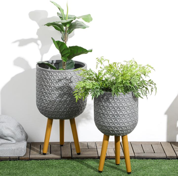 Immagine prodotto Outsunny Set di vasi da fiori con piedini rimovibili (30 cm)