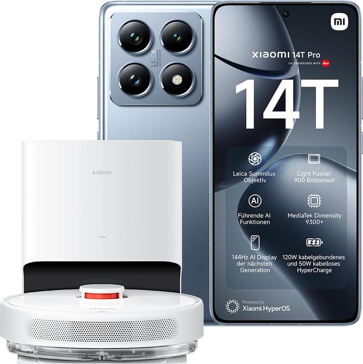 Actual product image Xiaomi 14T Pro + Robot Vacuum X10 Launch Bundle (512 GB, Titan Blue, 6.67", Dual SIM, 50 Mpx, 5G)
