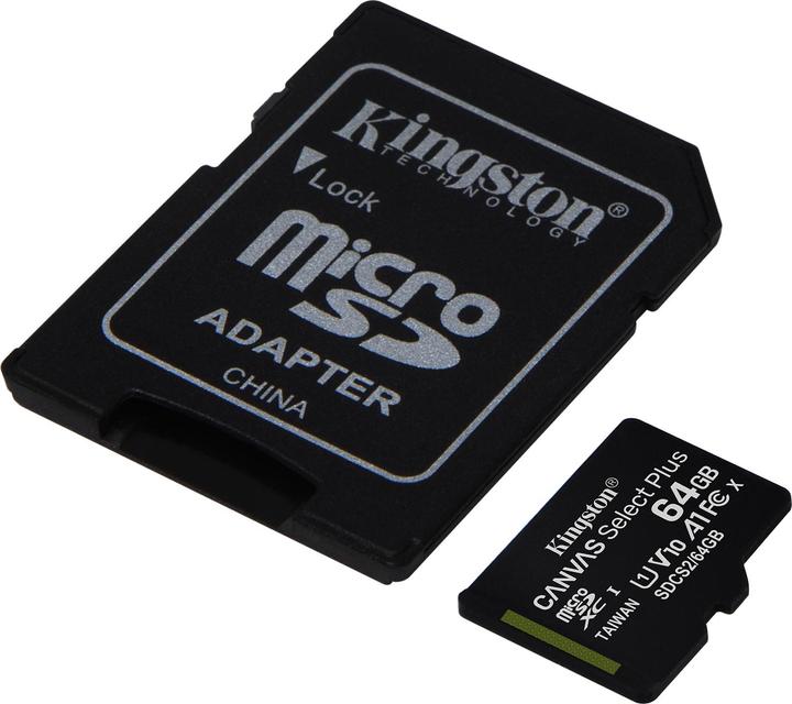 Actual product image Kingston Canvas Select Plus microSD 64GB (64 GB, microSDXC, U3, UHS-I)