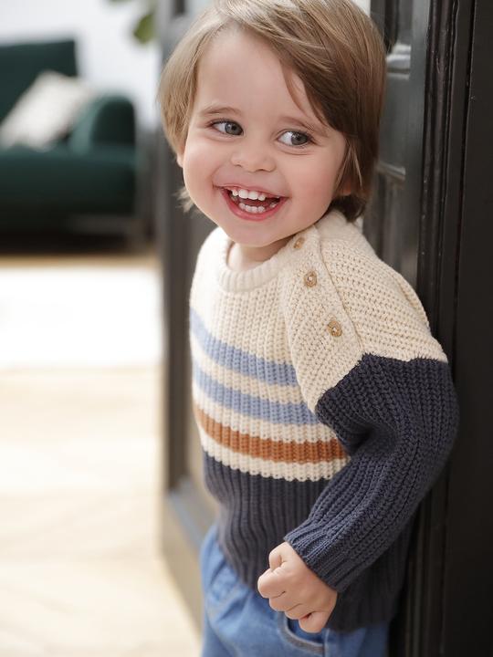 Immagine prodotto Vertbaudet Gestreifter Jungen Baby Pullover mit Knöpfen Oeko-Tex (62)