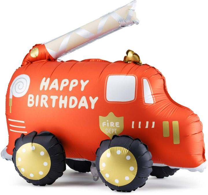 Actual product image Partydeco Foil balloon fire engine incl. straw 67 x 53 cm, 1 pc (1 x)