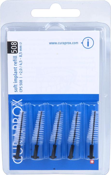 Actual product image Curaprox CPS 508 Soft Implant Brush black 5 pcs. (5 x, 8.50 mm)