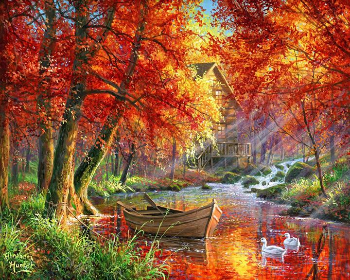 Produktbild Figured'Art Boot am Herbstlichen Fluss