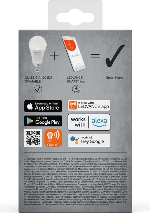 Image du produit Ledvance Smart+ Wifi Classic (E27, 14 W, 1521 lm, 1 x, F)