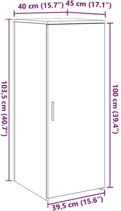 Produktbild VidaXL Lagerschrank Grau Sonoma 40x45x103,5 cm Holzwerkstoff Schrank