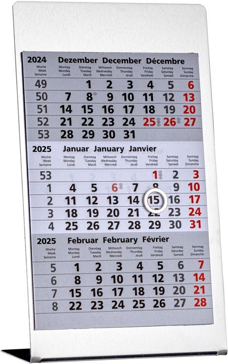 Image du produit Güss Calendrier de bureau 3 mois 10,5 x 23cm acier inoxydable 2025