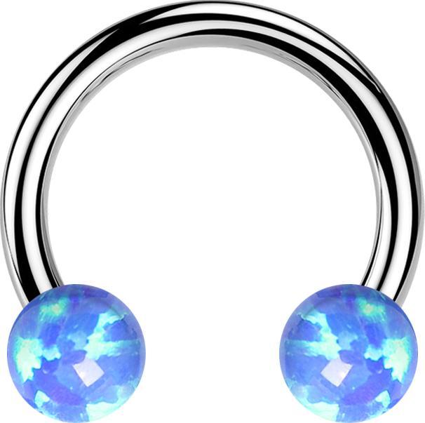 Actual product image Star Piercing Micro Threadless Circular Barbell silber mit zwei Opale blau (without brass, Titanium G23)