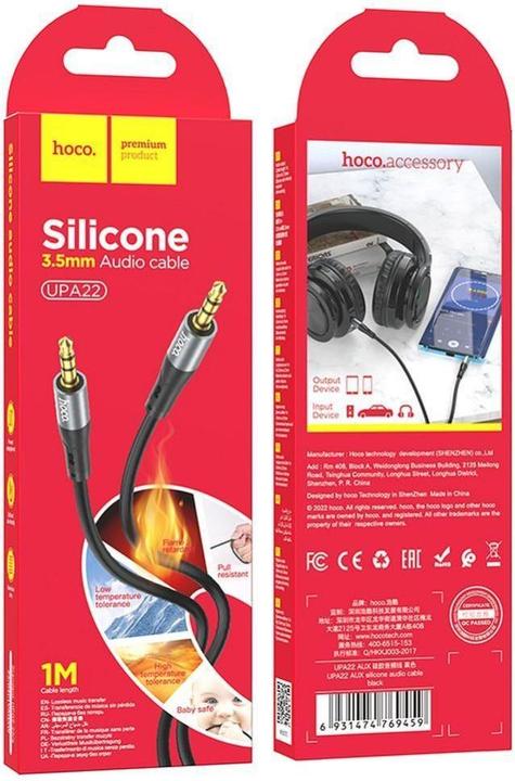 Immagine prodotto Hoco 3.5mm to 3.5mm Audio Kabel UPA22, 1m, Schwarz (1 m)