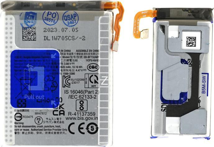 Actual product image OEM MPS battery EB-BF731ABY/EB-BF732ABY (Main + SUB) for Samsung Galaxy Z Flip5